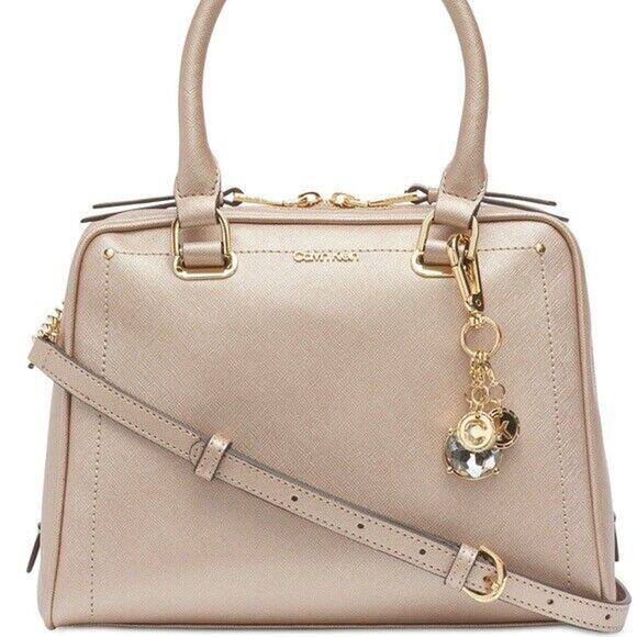 Calvin Klein Taupe “Marybelle” Handbag w/ Crossbody Strap, Good